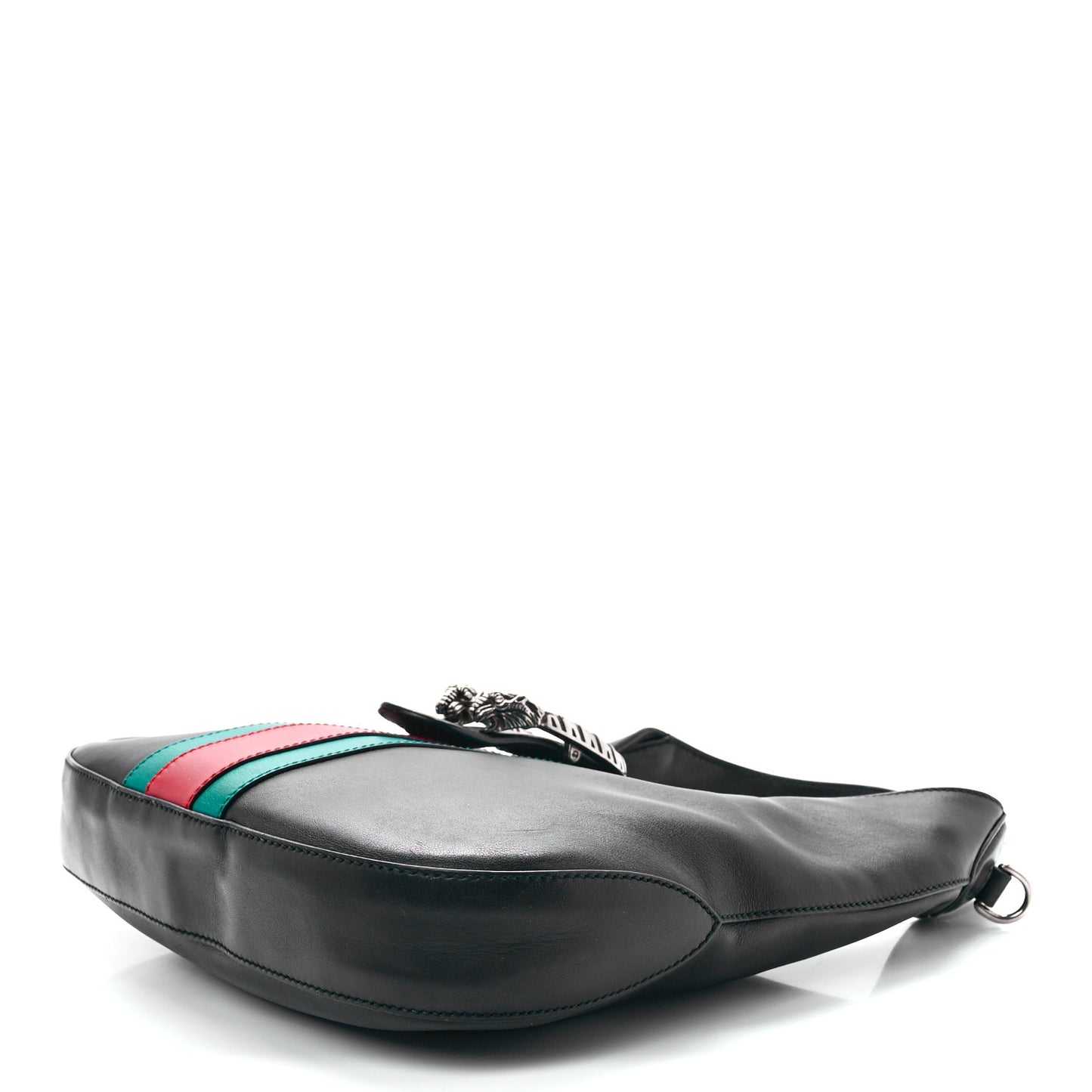 Calfskin Web Stripe Small Dionysus Hobo Black