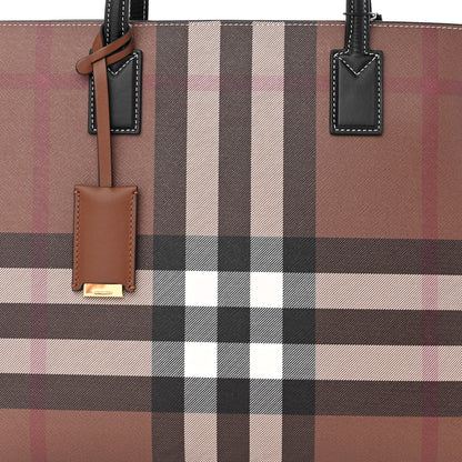 Burberry E-Canvas Check Medium Tote Dark Birch Brown 9 of 12