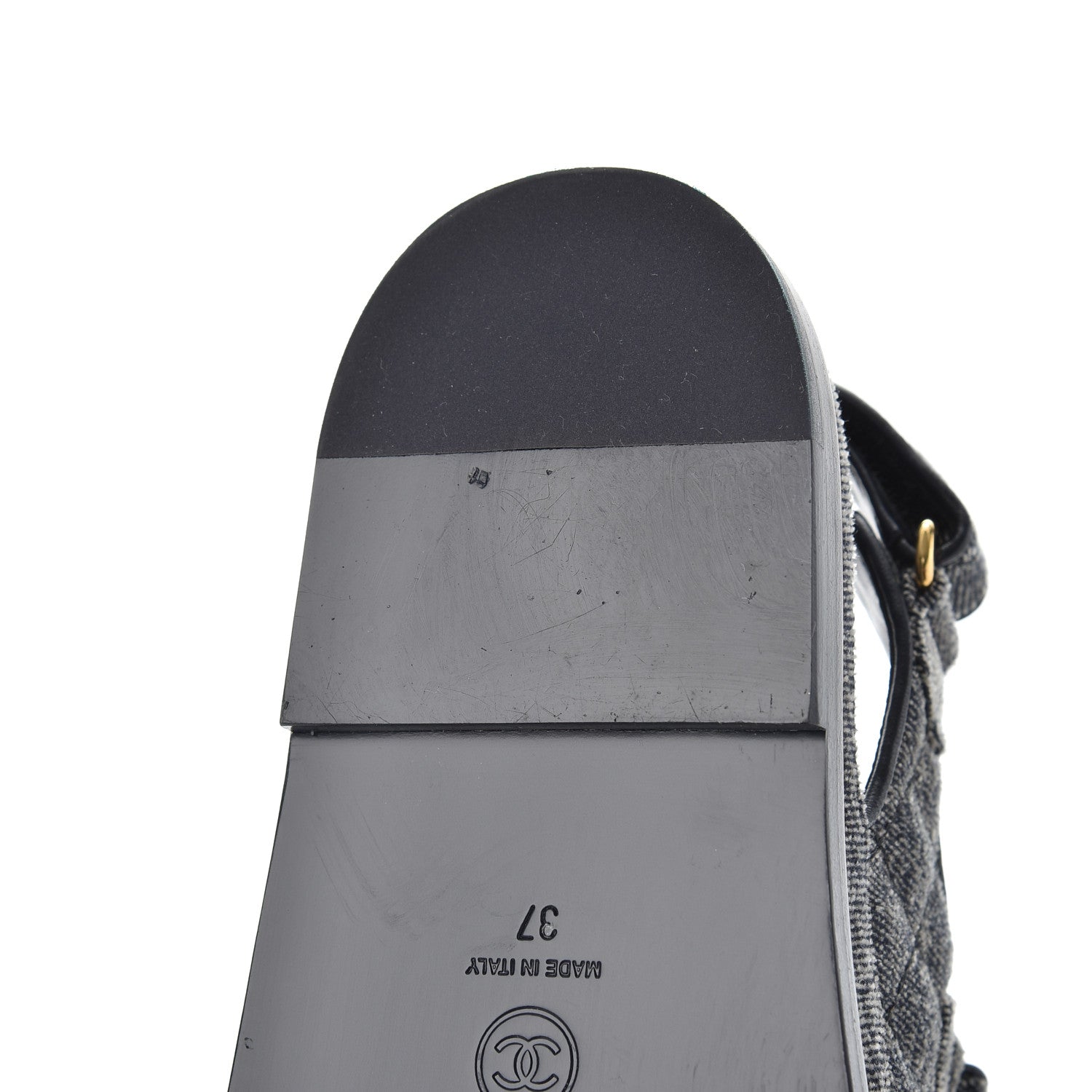 Chanel Velvet Velcro Dad Sandals 37 Grey 10 of 13