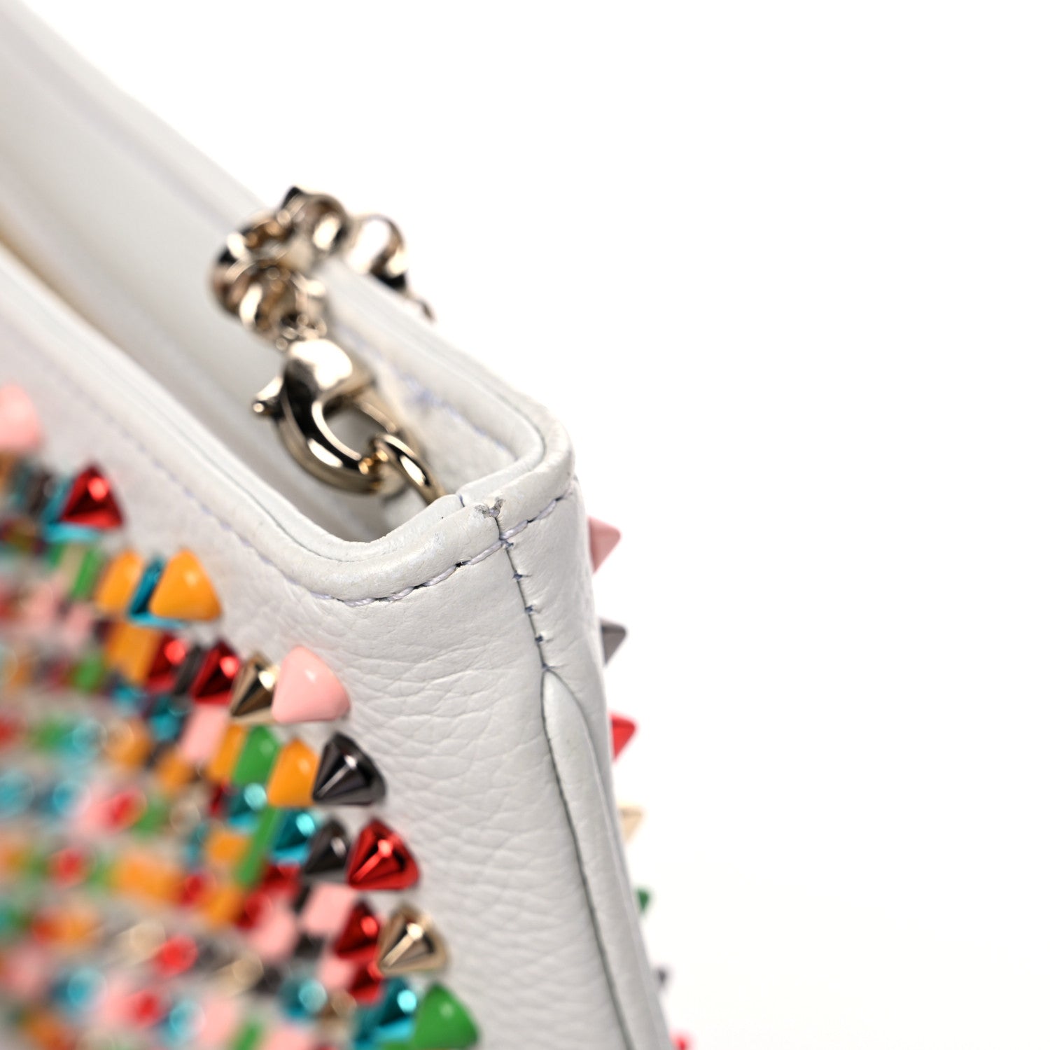 Christian Louboutin Calfskin Empire Spikes Loubiposh Clutch White Multi 12 of 14