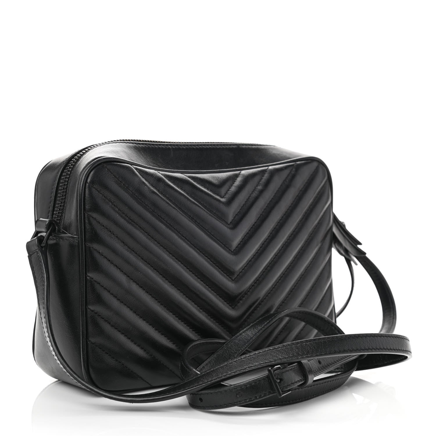 Saint Laurent Calfskin Matelasse Monogram Monochrome Lou Camera Bag Black 3 of 11