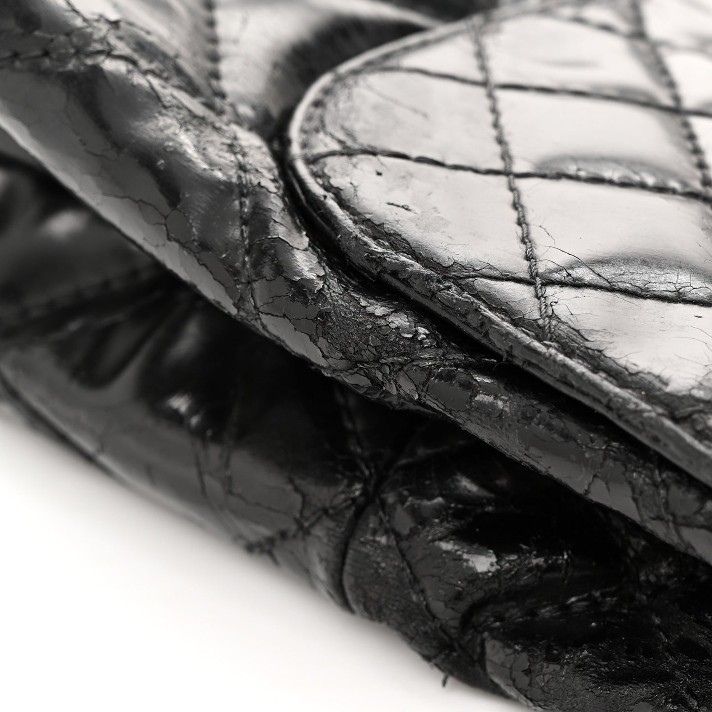 Vinyl Quilted In the Business Flap Bag Black