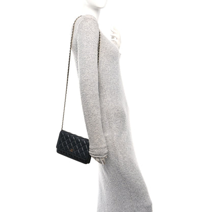 Chanel Lambskin Quilted Wallet On Chain WOC Black 2 of 12