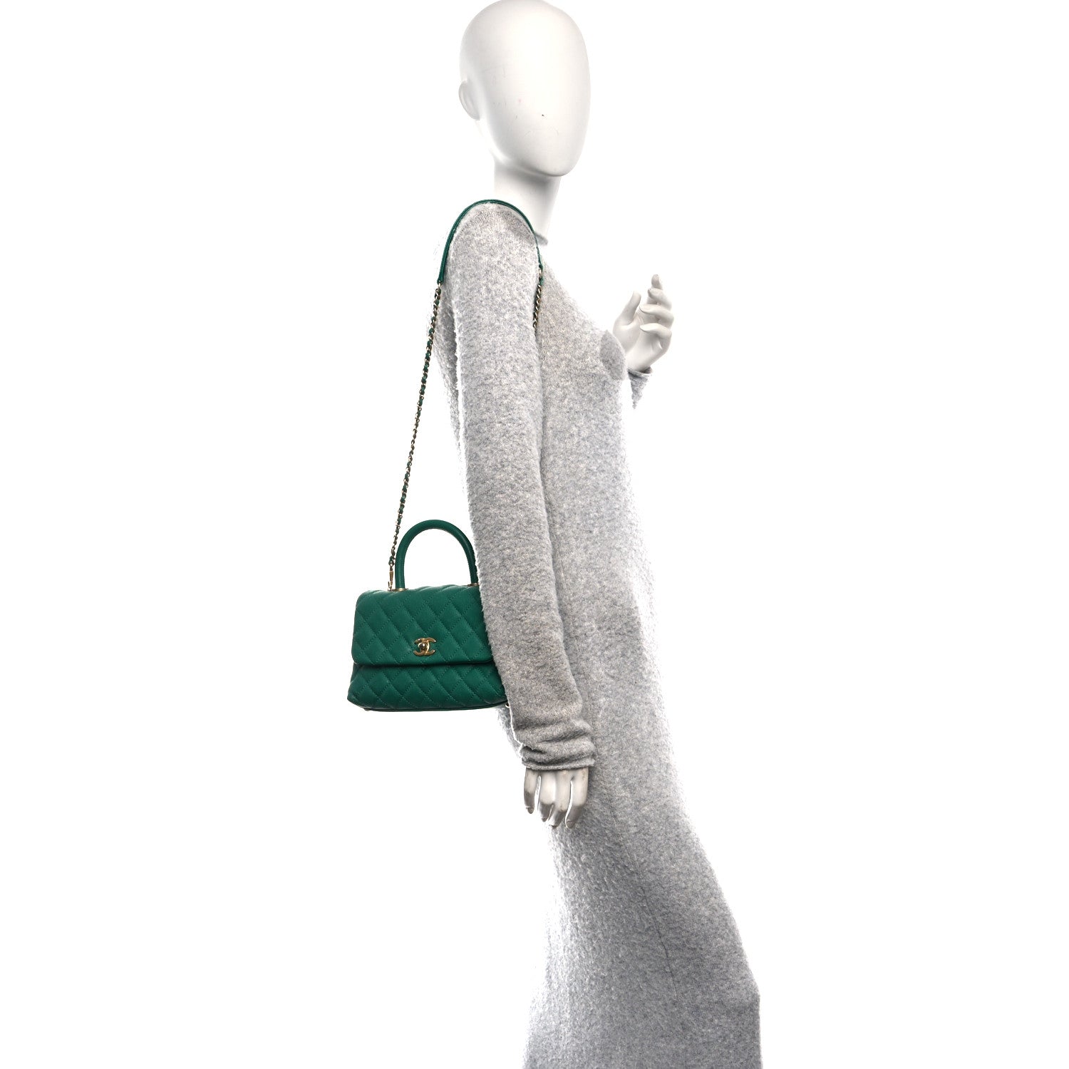 Chanel Caviar Quilted Mini Coco Handle Flap Green 2 of 10