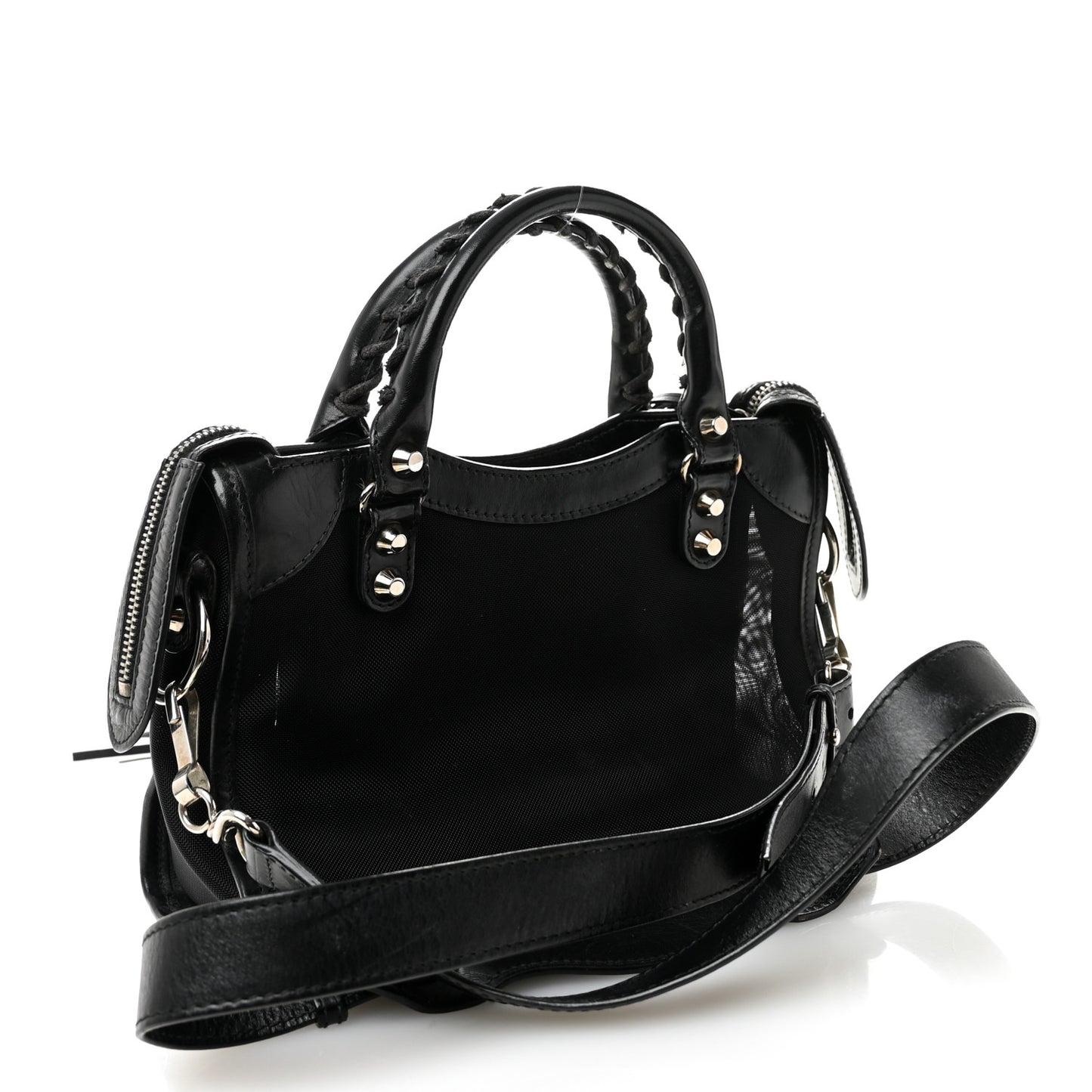 Mesh Calfskin Classic Silver Hardware Mini City Black