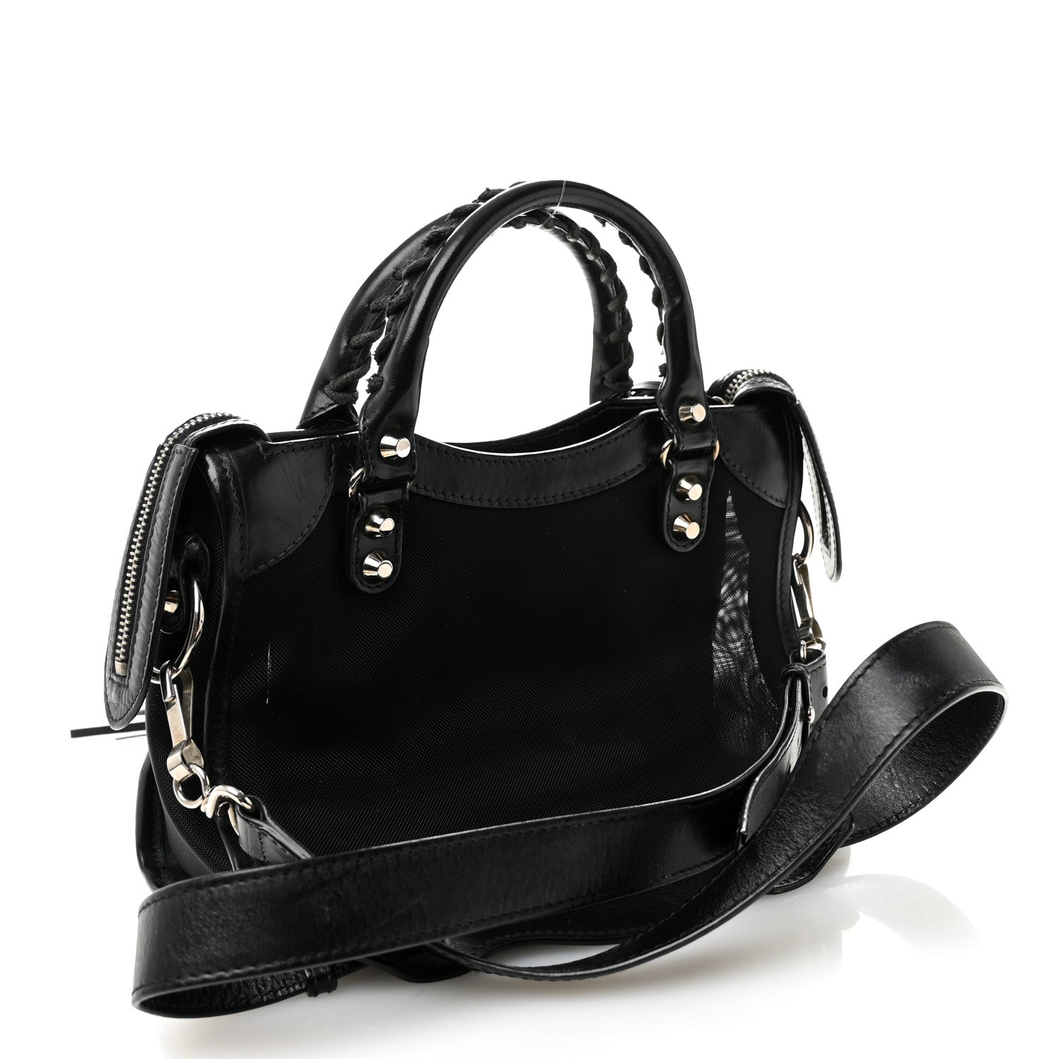 Balenciaga Mesh Calfskin Classic Silver Hardware Mini City Black 4 of 13