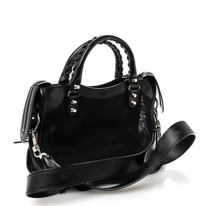 Balenciaga Mesh Calfskin Classic Silver Hardware Mini City Black 4 of 13