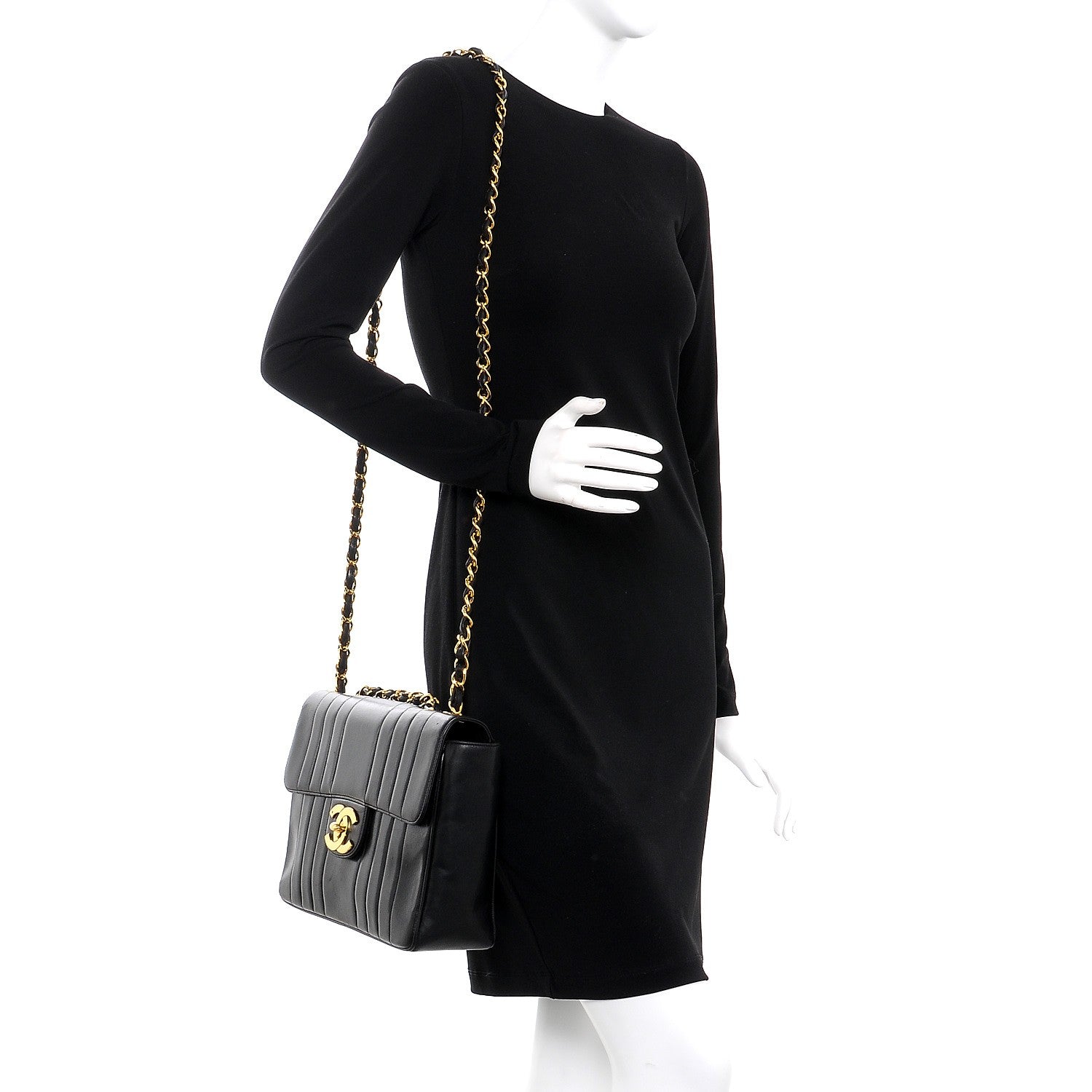 Chanel Lambskin Vertical Quilt Jumbo Single Flap Black 2 of 16