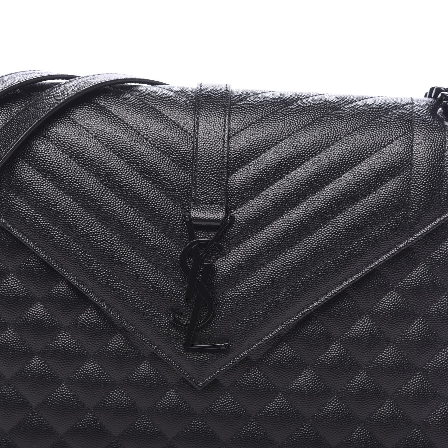 Saint Laurent Grain De Poudre Textured Mixed Matelasse Large Triquilt Monogram Monochrome Satchel Black 9 of 9