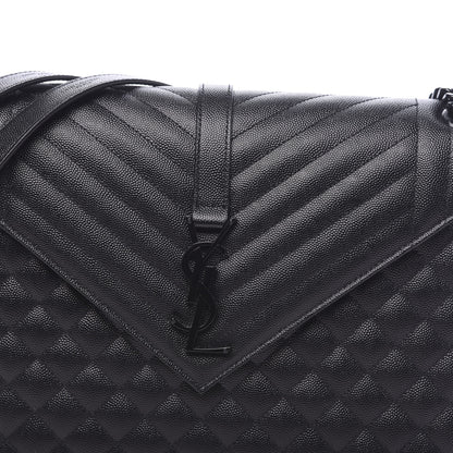 Saint Laurent Grain De Poudre Textured Mixed Matelasse Large Triquilt Monogram Monochrome Satchel Black 9 of 9