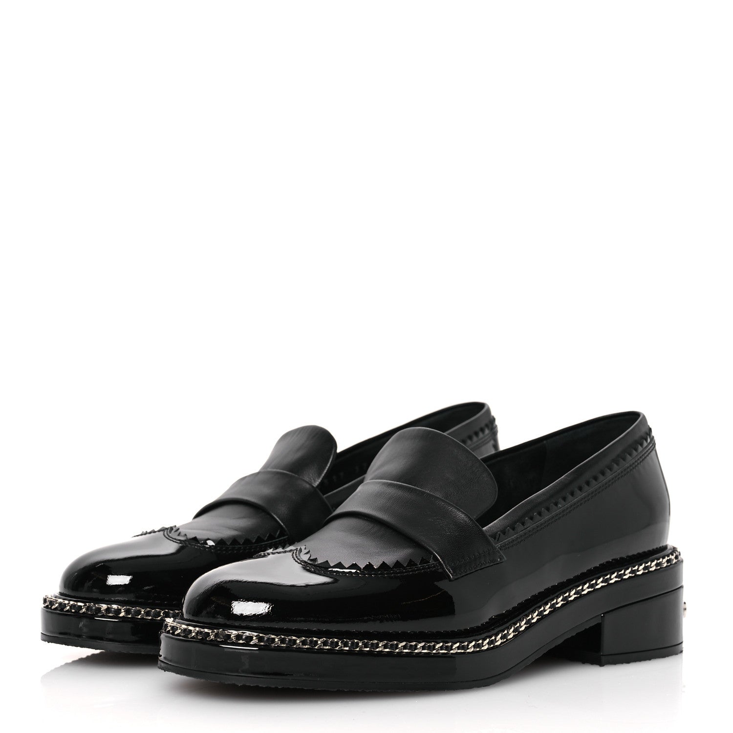 Chanel Patent Lambskin CC Chain Mocassin Loafers 37 Black 4 of 11