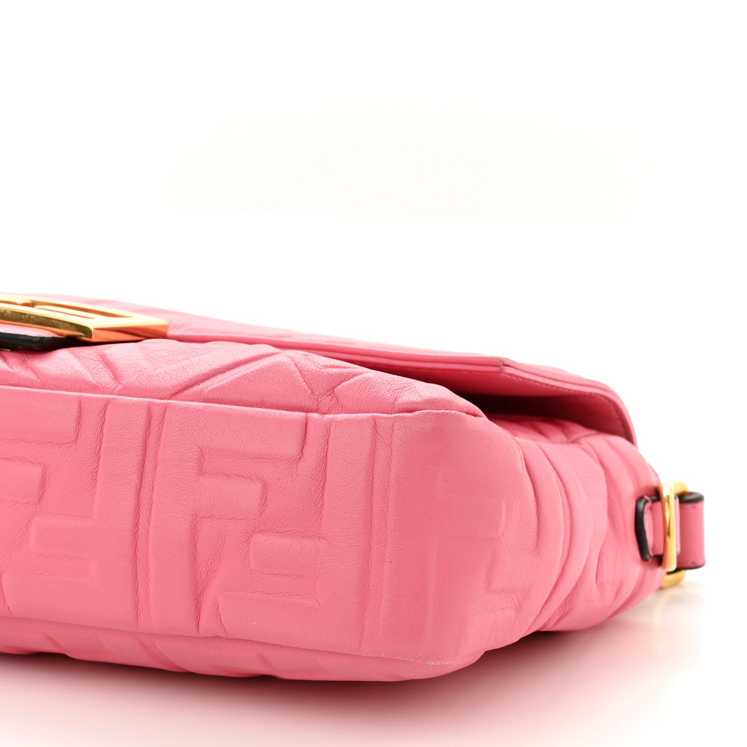Fendi Nappa FF 1974 Embossed Baguette Rosa Fluo 10 of 12