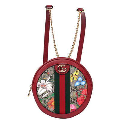 Gucci GG Supreme Monogram Web Flora Mini Ophidia Round Backpack Red 1 of 9