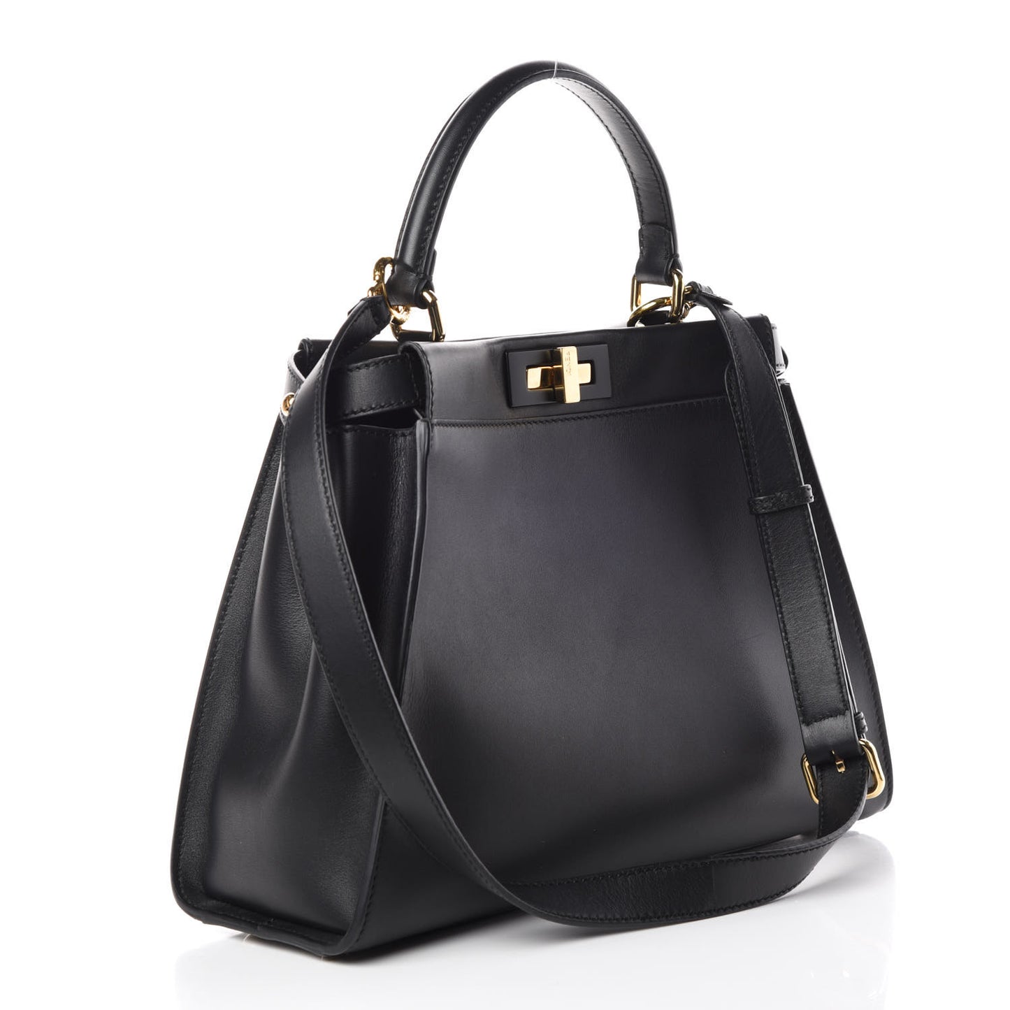 Vitello Seta Shiny Nappa Medium Peekaboo Iconic Satchel Black