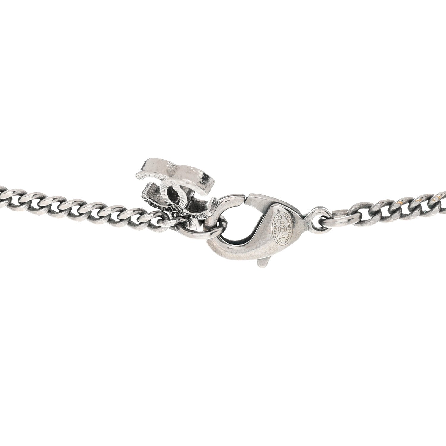 Chanel Resin CC Beaded Pendant Necklace Black Silver 5 of 6