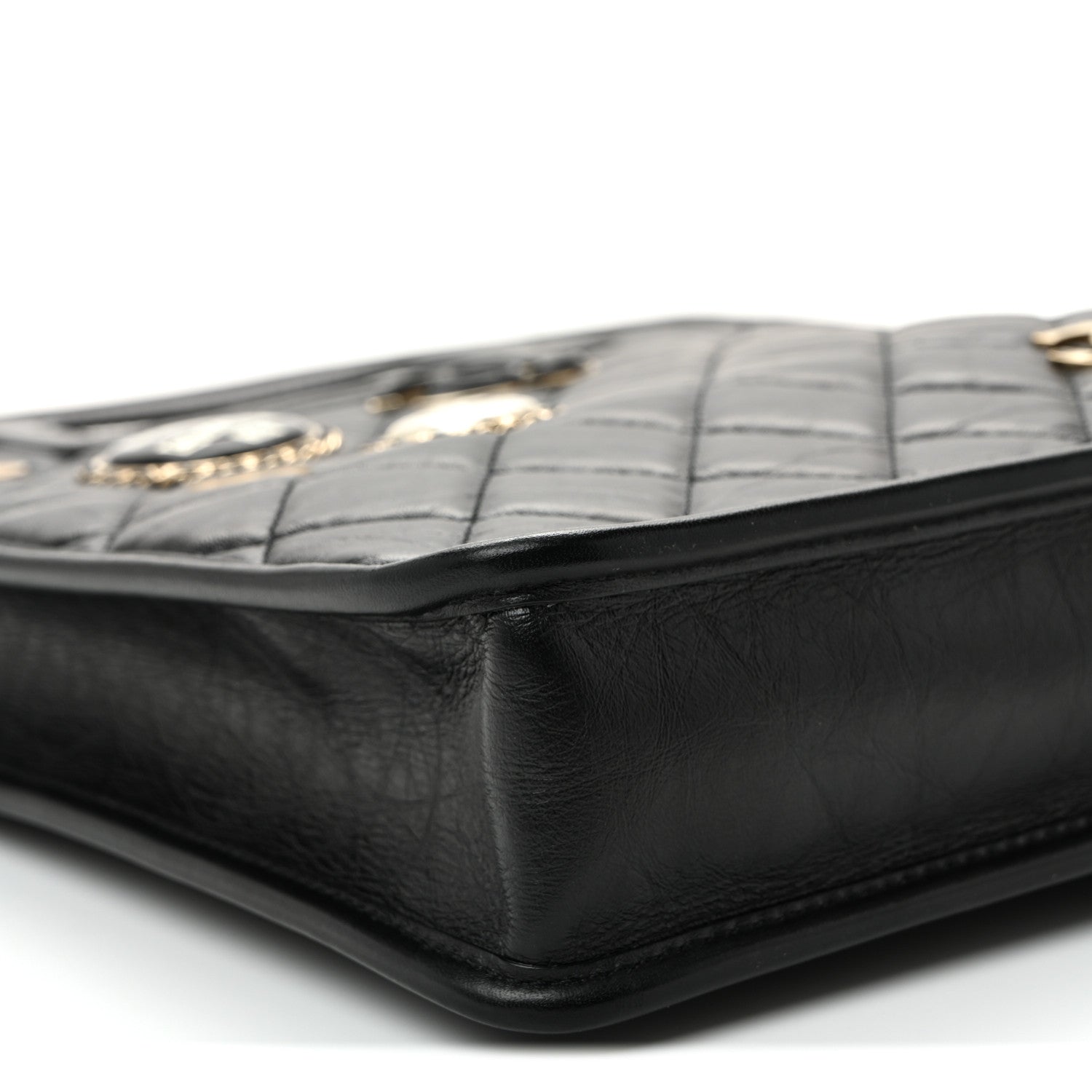 Chanel Aged Calfskin Small Charms Shopping Bag Black 9 of 10