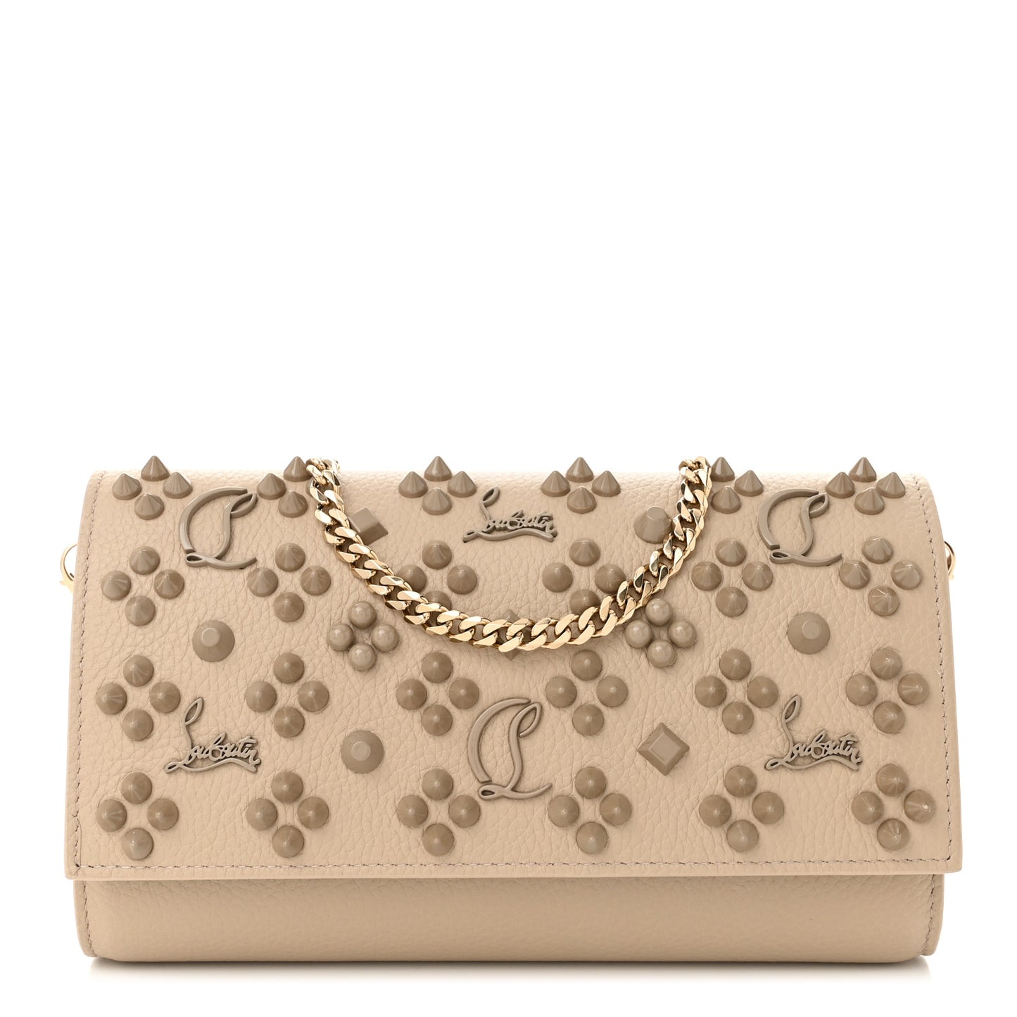 Calfskin Spikes Loubinthesky Paloma Clutch Saharienne