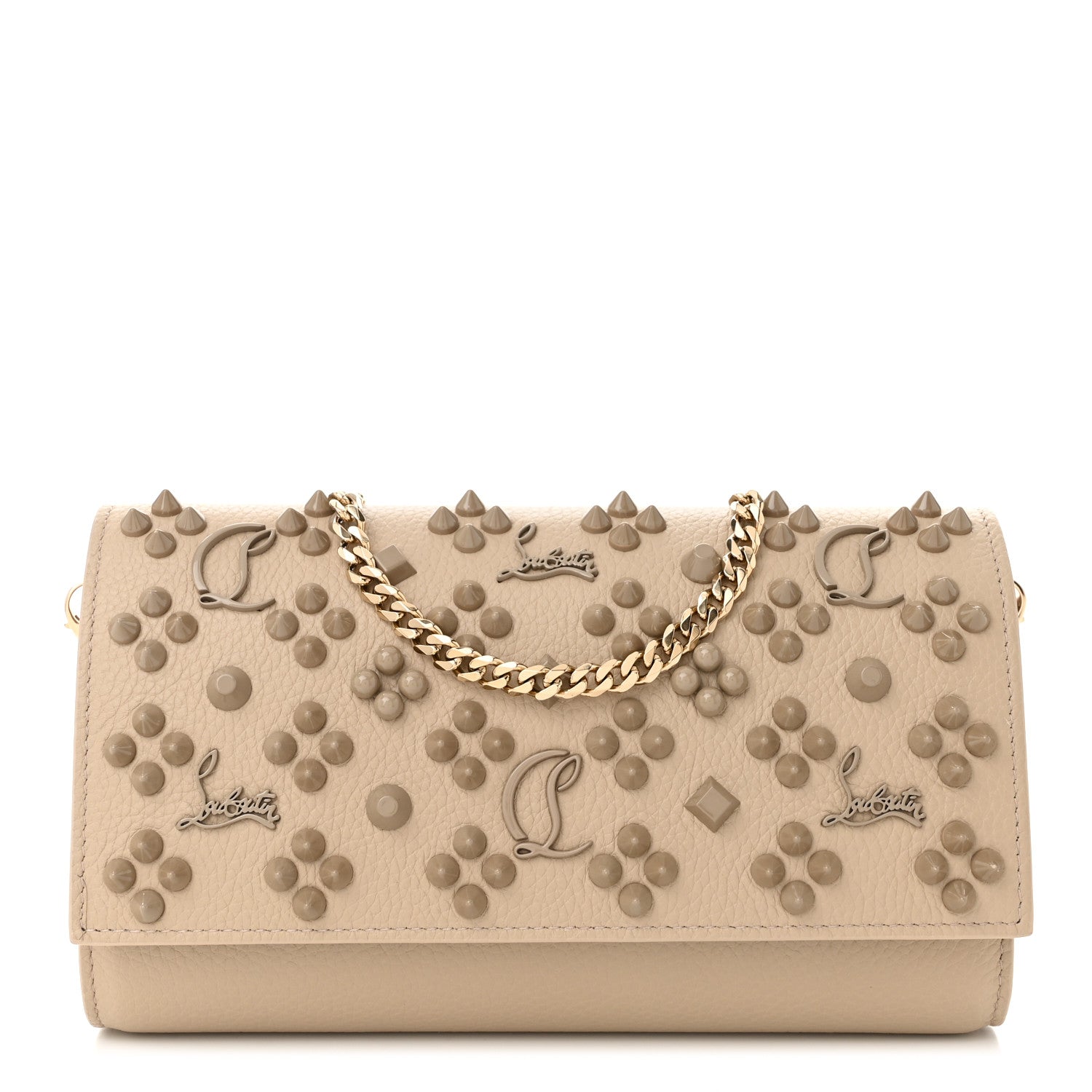 Christian Louboutin Calfskin Spikes Loubinthesky Paloma Clutch Saharienne 1 of 11