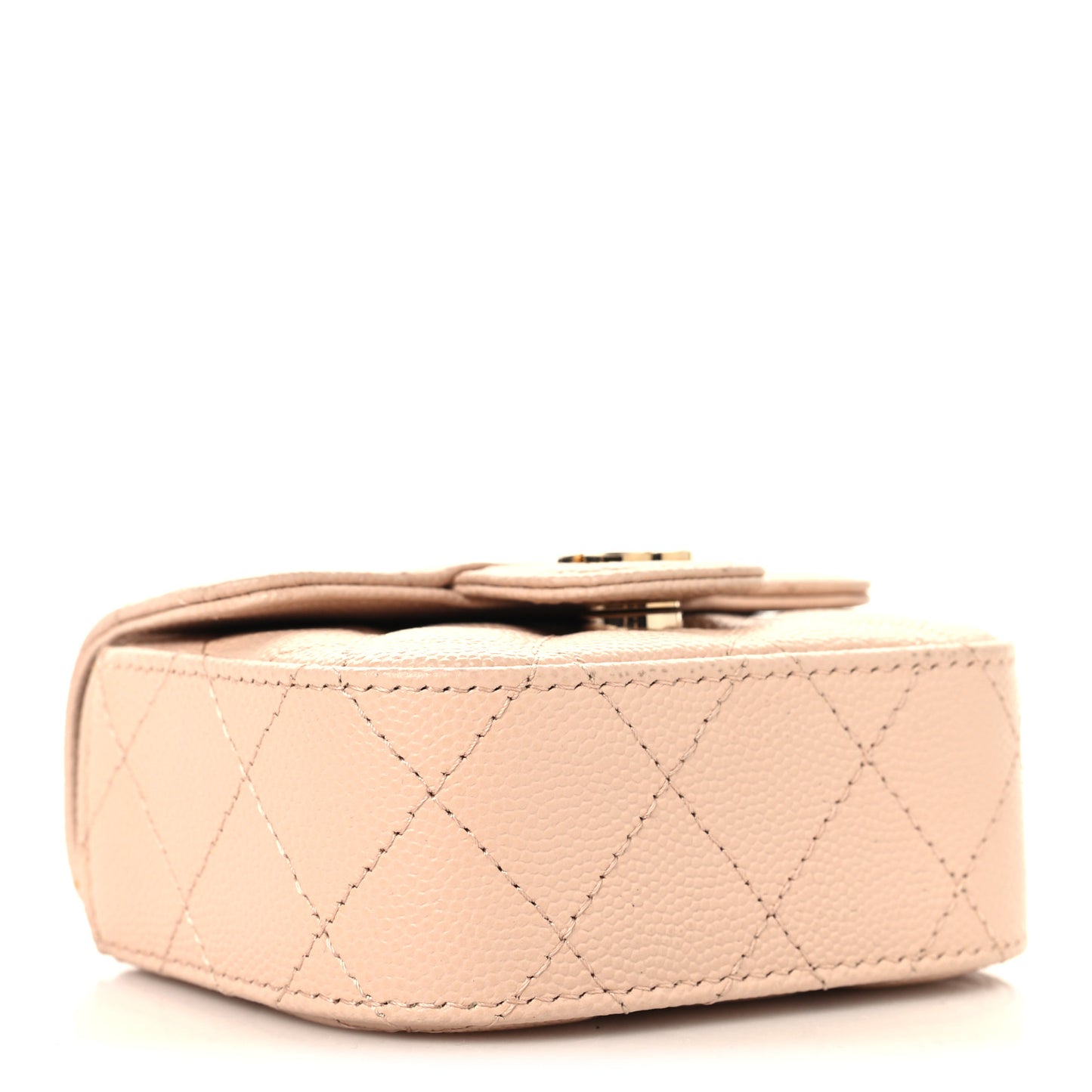 Caviar Quilted Mini Clutch With Chain Light Beige