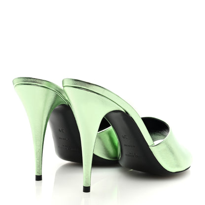 Saint Laurent Metallic Nappa La 16 Mule Sandals 39 Green 3 of 6
