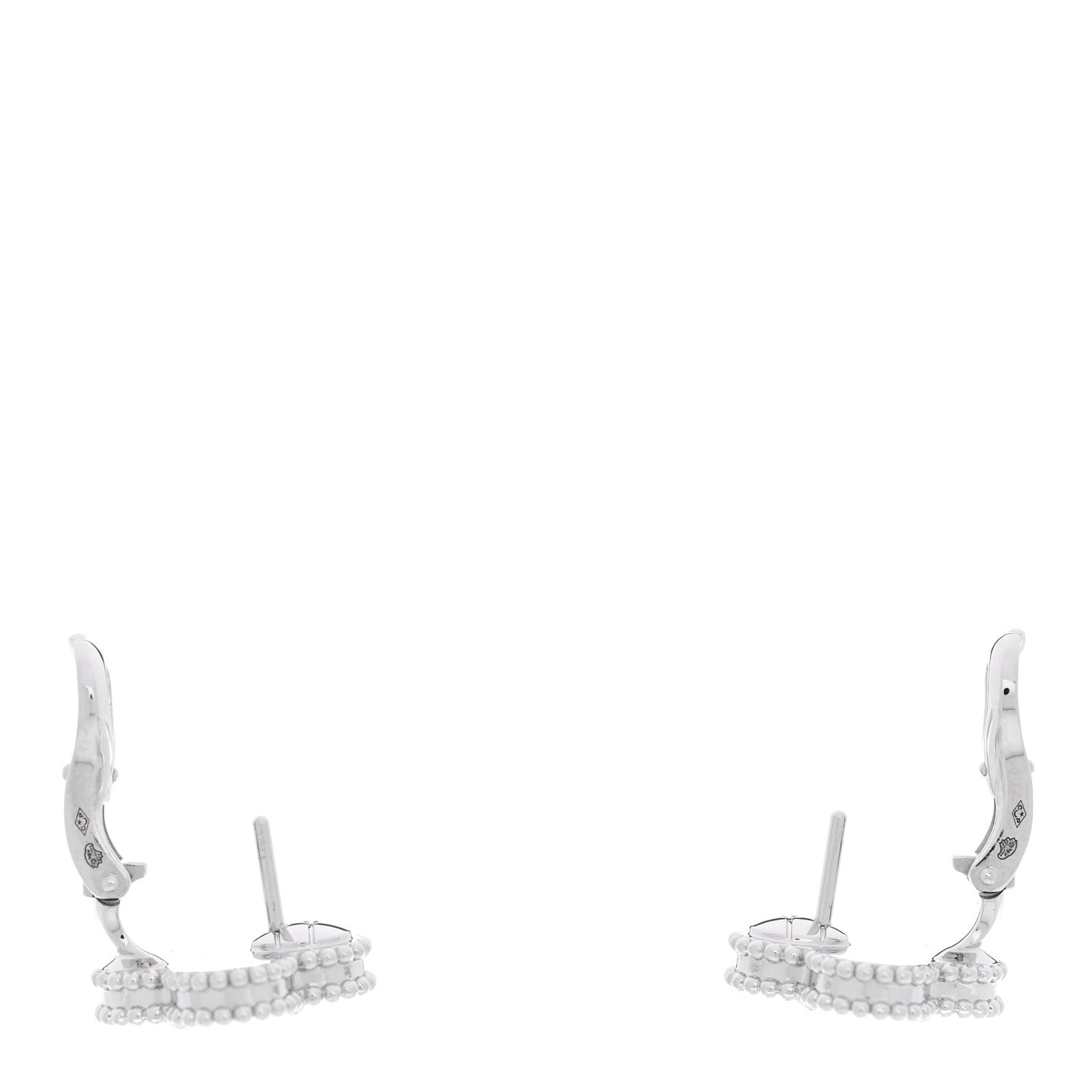 18K White Gold Guilloche Vintage Alhambra Earrings