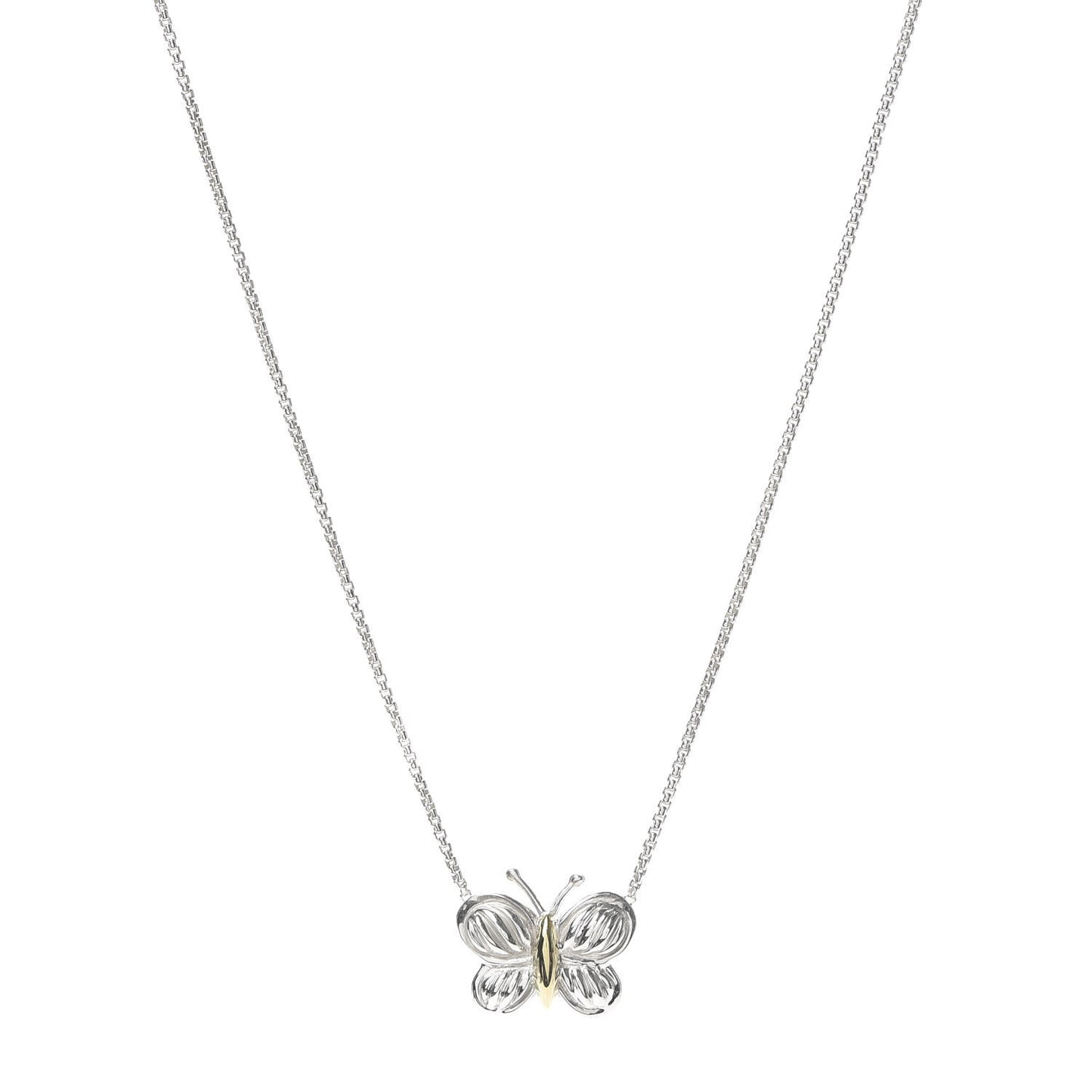 Sterling Silver 18K Yellow Gold Kids Butterfly Charm Pendant Necklace