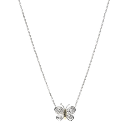 David Yurman Sterling Silver 18K Yellow Gold Kids Butterfly Charm Pendant Necklace 1 of 5