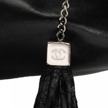 Chanel Lambskin Python Tassel Cerf Pochette Black 6 of 7