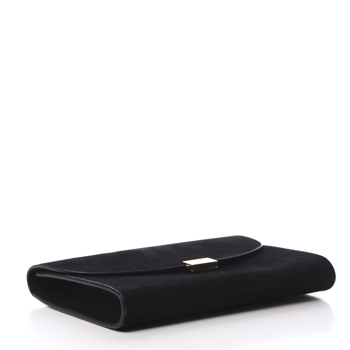 Suede Envelope Flat Clutch Black