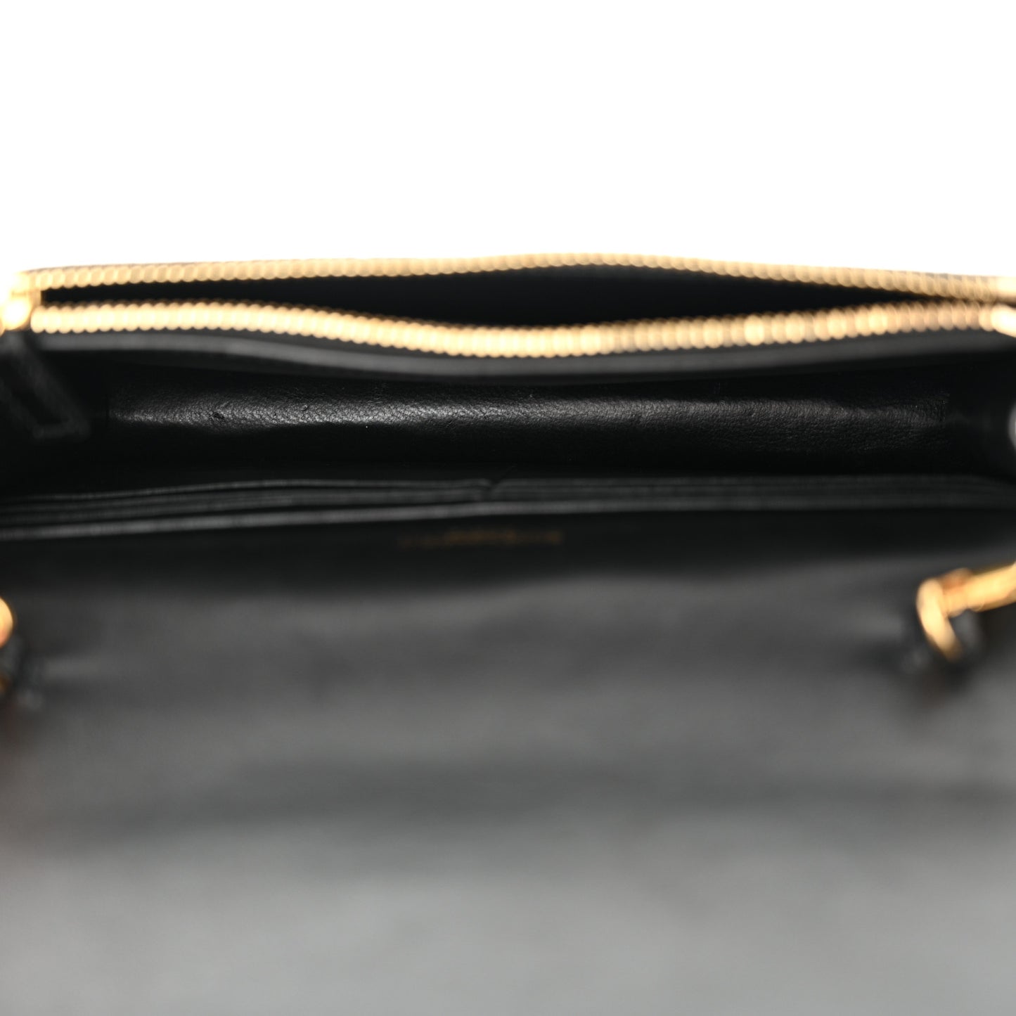 Calfskin Crocodile Embossed Kate Monogram Tassel Chain Wallet Black