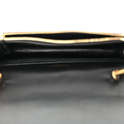 Saint Laurent Calfskin Crocodile Embossed Kate Monogram Tassel Chain Wallet Black 5 of 12