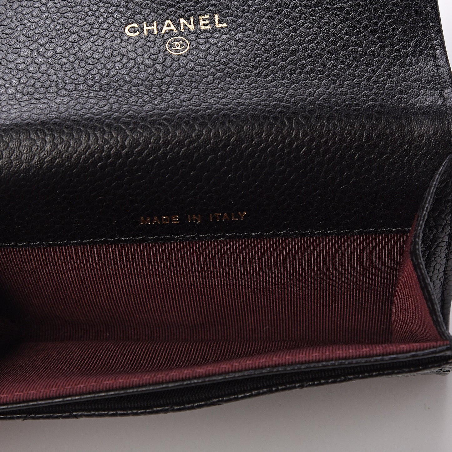 Caviar Quilted Flap Card Holder Wallet Black