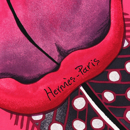 Hermes Silk Baobab Cat Scarf 90 Rose Vif Prune Gris 3 of 5
