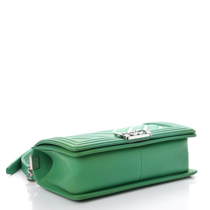 Chanel Lambskin Iridescent PVC Chevron Quilted Medium Boy Flap Green Silver 4 of 7