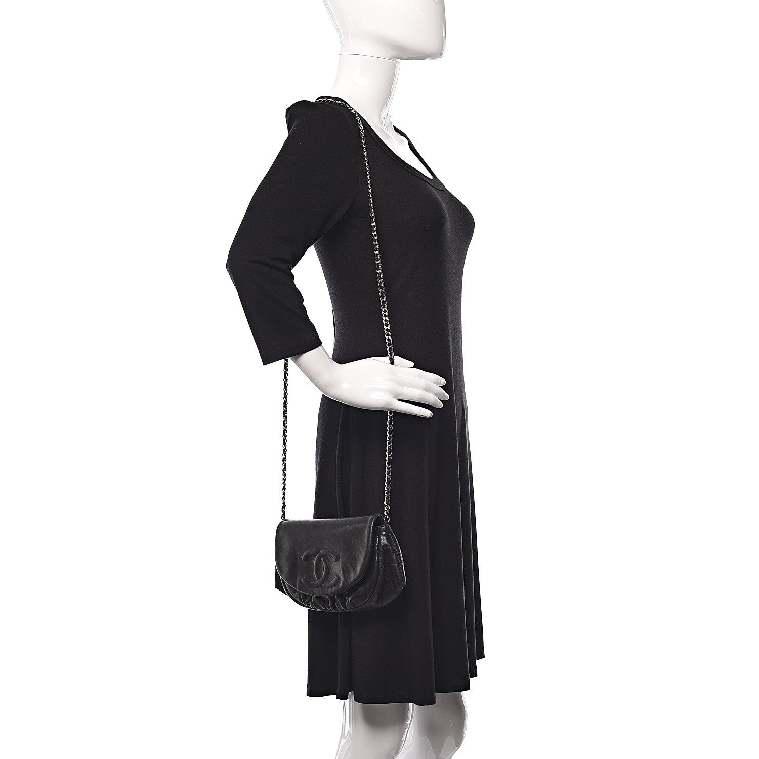Chanel Lambskin Half Moon Wallet On Chain WOC Black 2 of 11