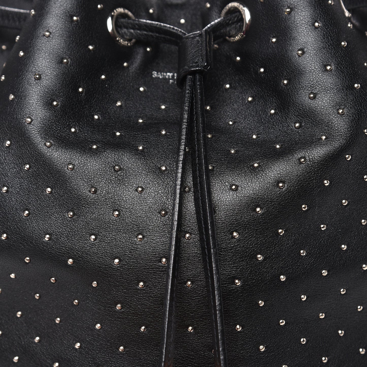 Calfskin Studded Medium Emmanuelle Bucket Bag Black