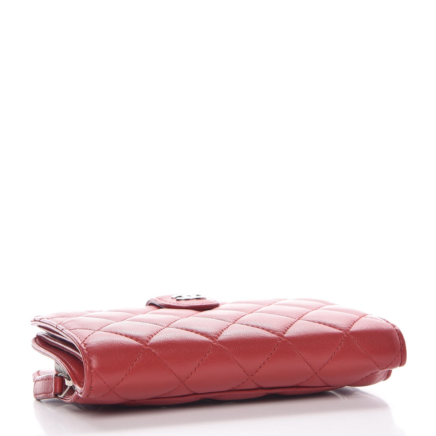 Chanel Lambskin Quilted Zipped Pocket Wallet Red 4 of 7