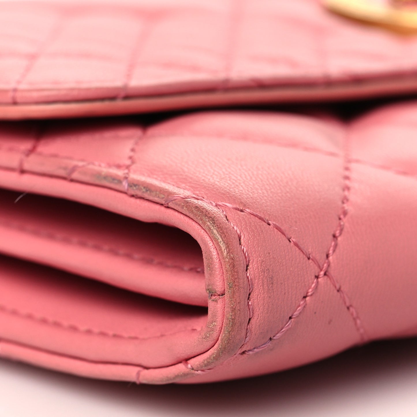 Calfskin Icon Quilted Wallet On Chain Crossbody Pink