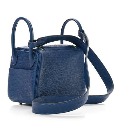 Hermes Taurillon Clemence Mini Lindy 20 Deep Bleu 3 of 11