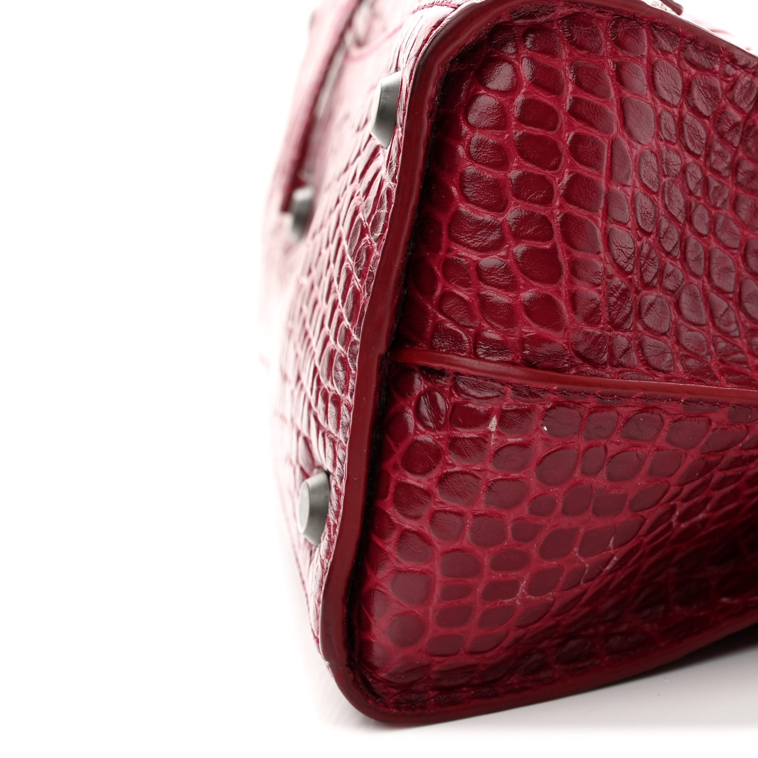 Balenciaga Calfskin Crocodile Embossed Neo Classic Silver Hardware S City Raspberry 10 of 12