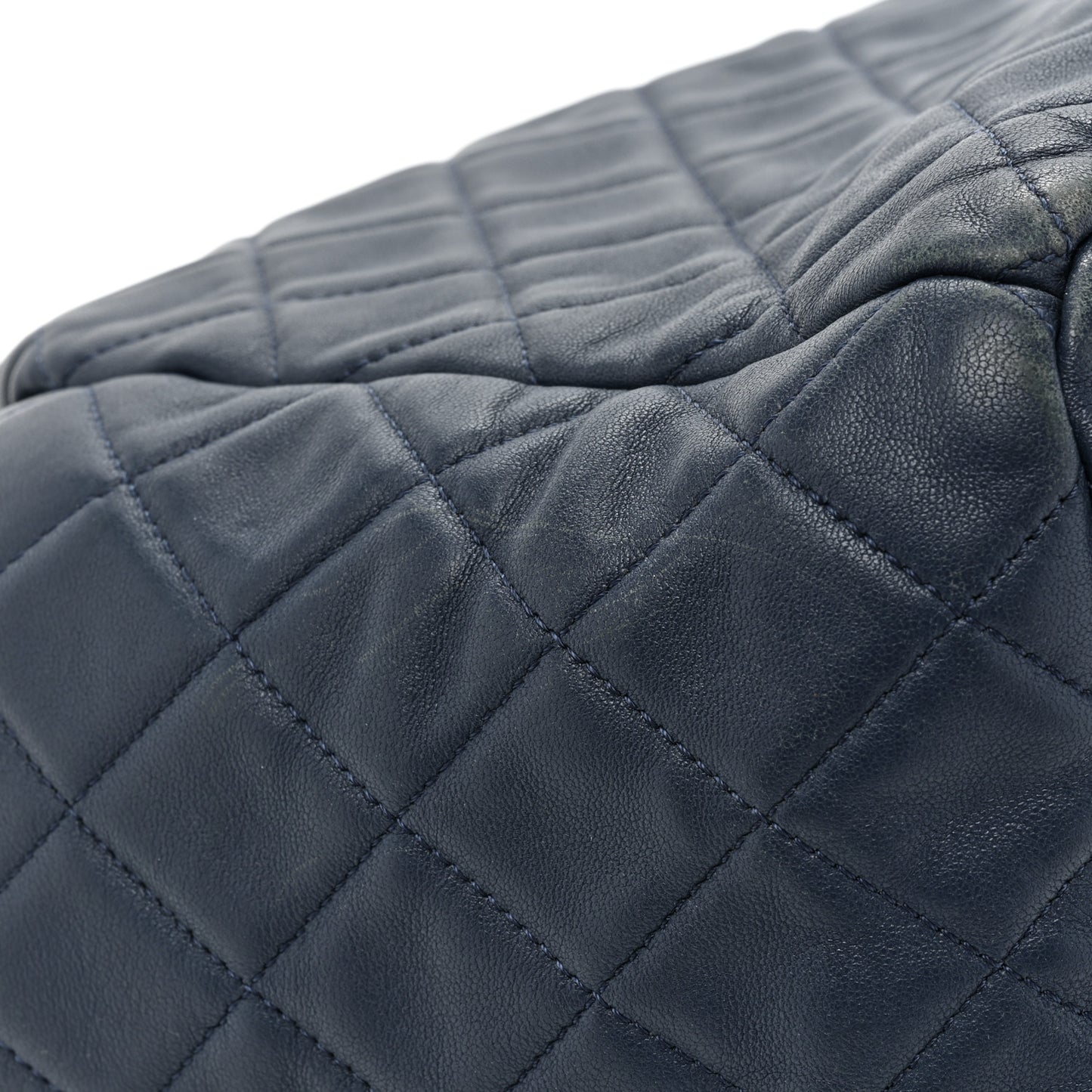 Lambskin Quilted CC Chain Drawstring Tote Blue