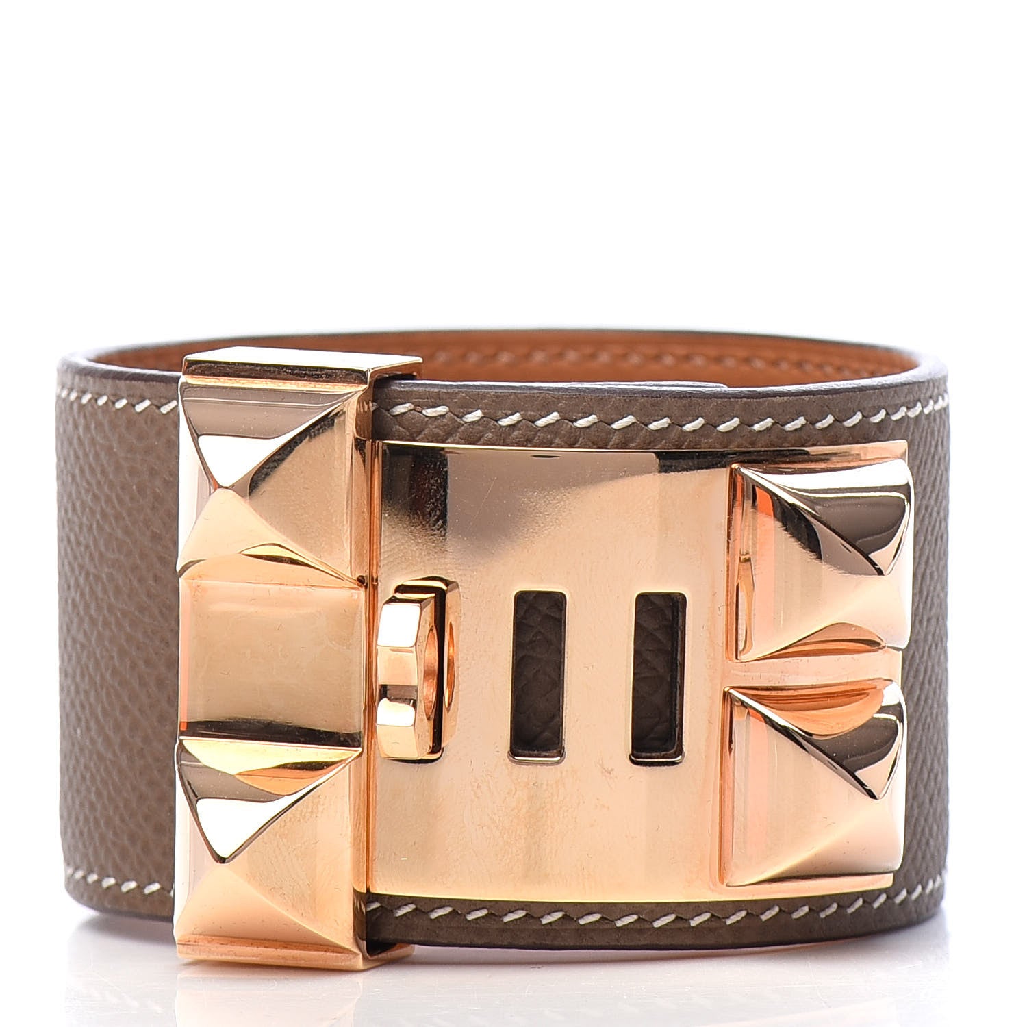 Hermes Epsom Collier de Chien CDC Bracelet T3 Etoupe 3 of 7