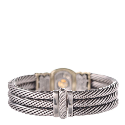 David Yurman Sterling Silver 14K Yellow Gold Citrine Iolite Triple Cable Bracelet 3 of 4