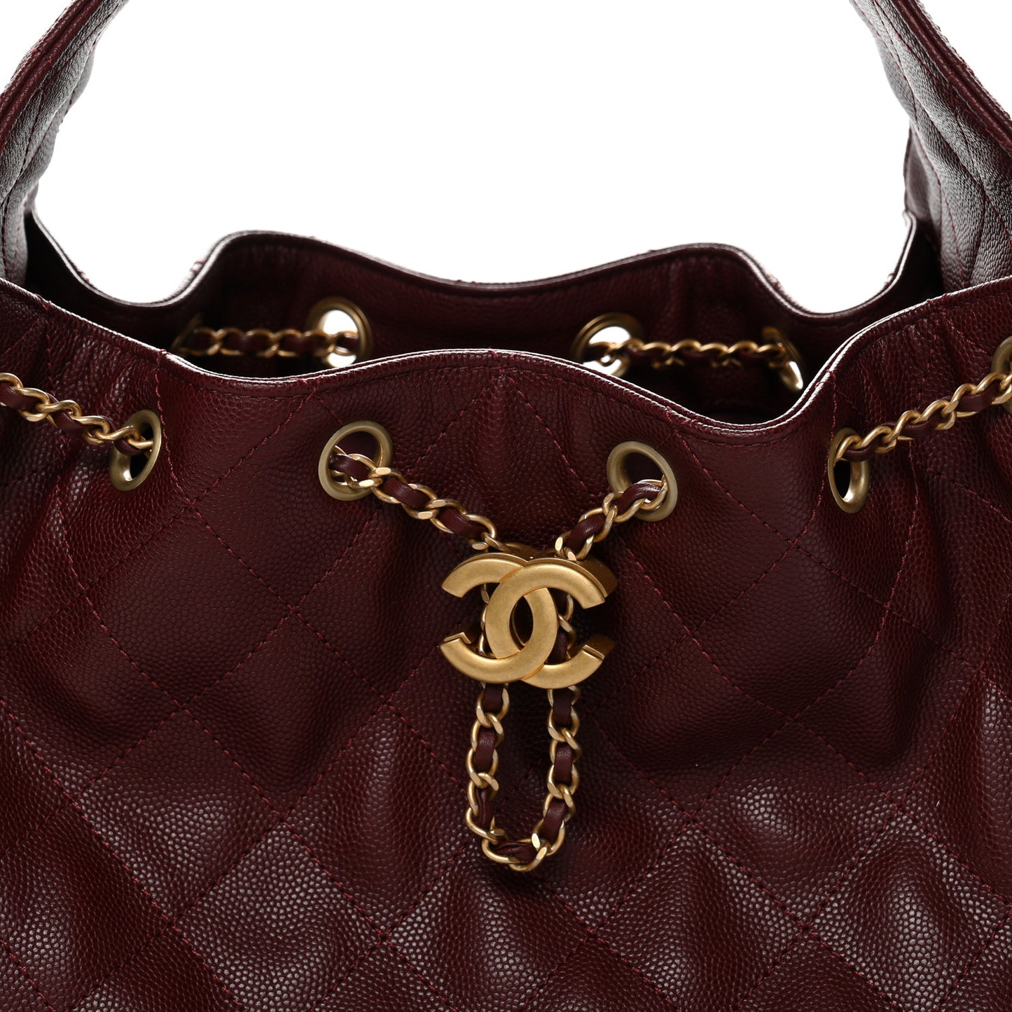 Caviar Quilted Small Chanel 25 Handbag Burgundy