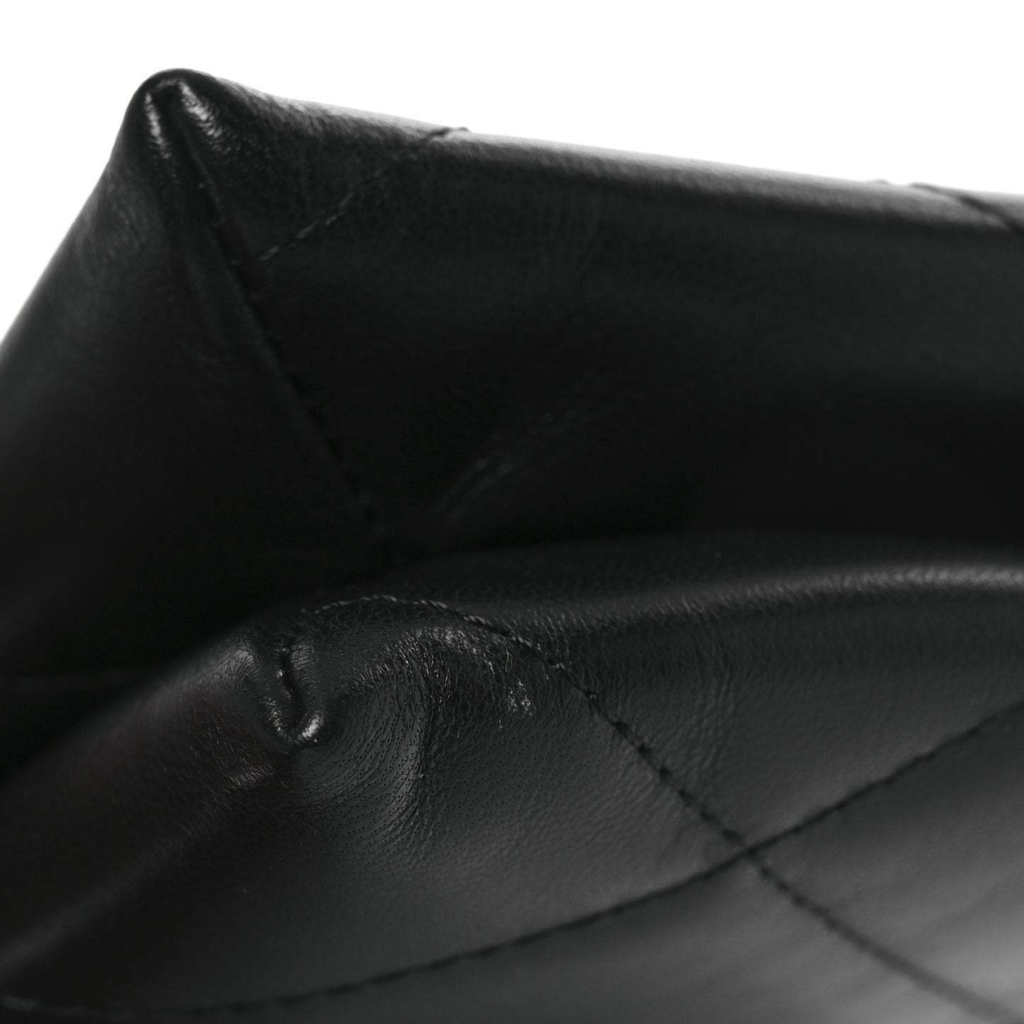 Shiny Goatskin Quilted Small Chanel 19 Pouch With Handle Black