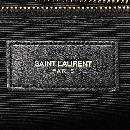 Saint Laurent Smooth Calfskin Matelasse Chevron Large Monogram Satchel Black 6 of 10