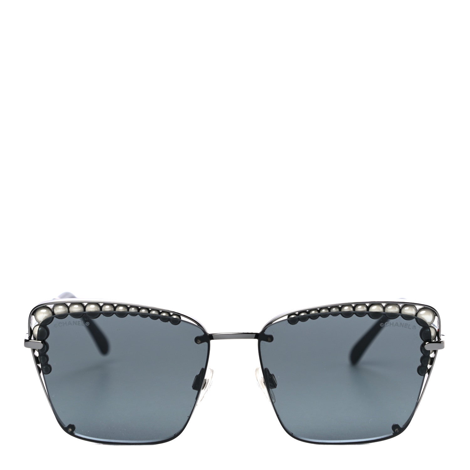 Chanel Metal Square Frame Pearl Sunglasses 4235-H Dark Grey 4 of 7