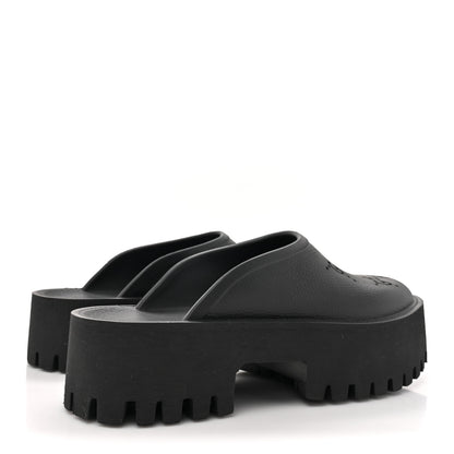 Gucci Rubber GG Monogram Perforated Elea Platform 55mm Lug Sole Sandals 40 Black 4 of 8