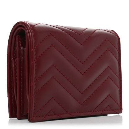 Gucci Calfskin Matelasse GG Marmont Card Case Wallet Rosso Ancora 3 of 8