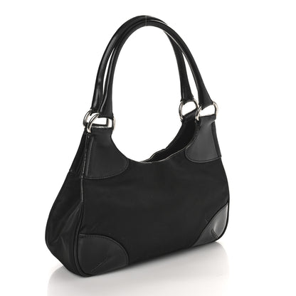 Prada Tessuto Nylon Calfskin Shoulder Bag Black 3 of 8